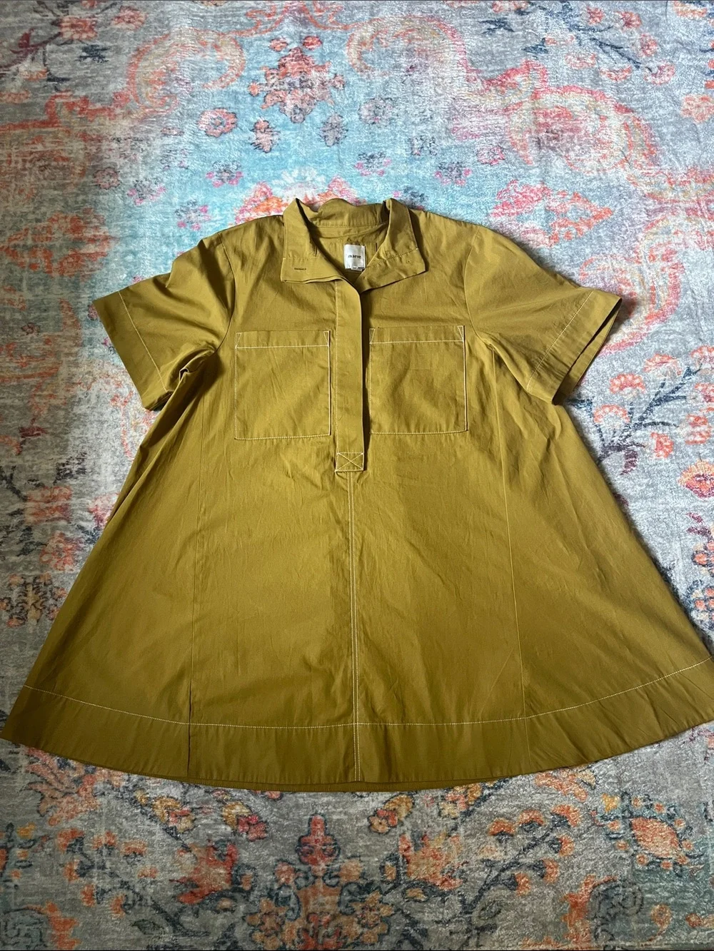Anthropology Maeve Short-Sleeve A-Line Dress in Olive - Picture 1 of 8